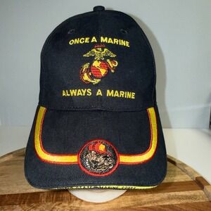 Eagle Crest Once A Marine Always A Marine  Cap/Hat Black Semper Fi Bulldog EGL